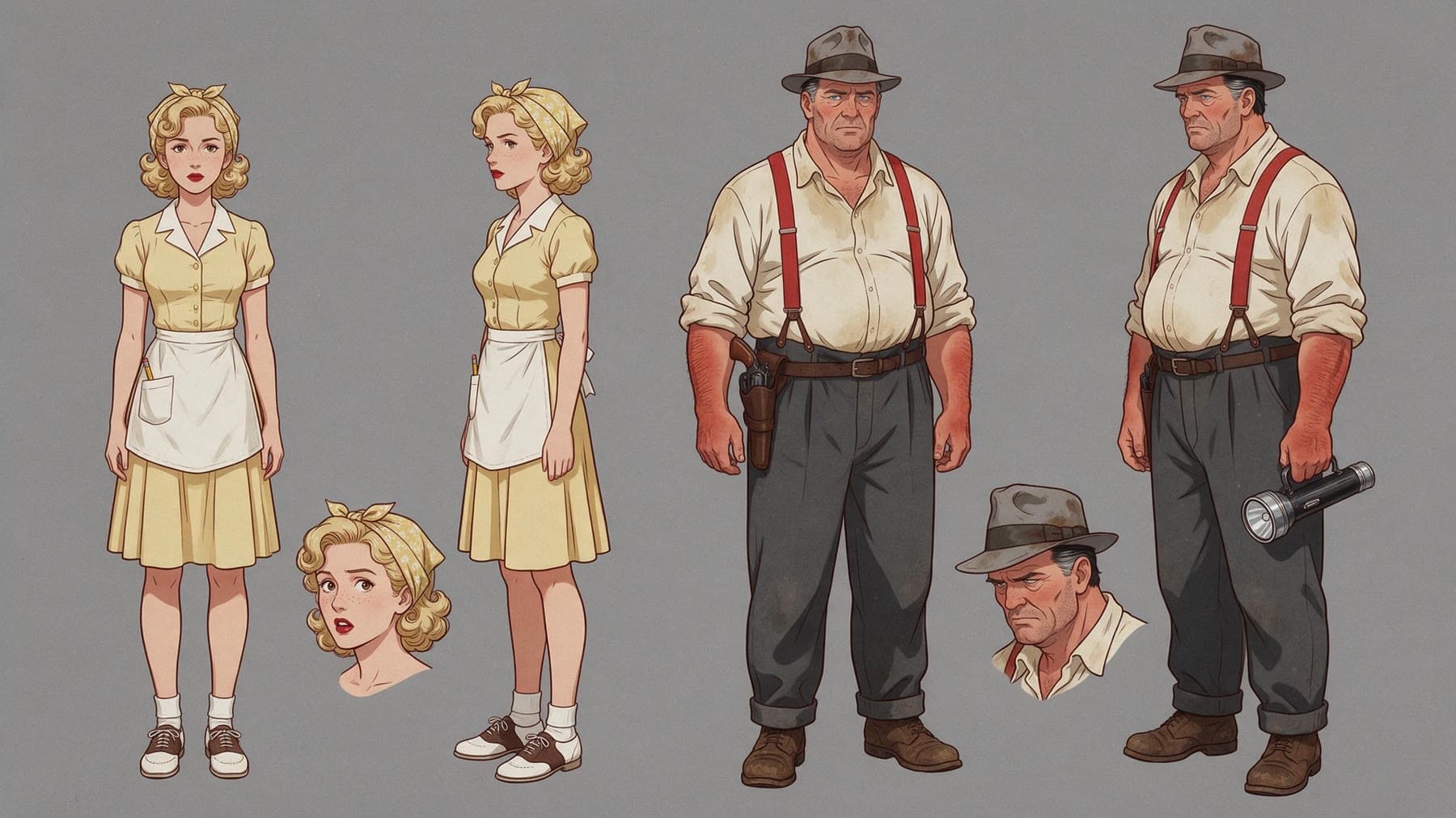 Model sheet of Caroline and Roy Bryce